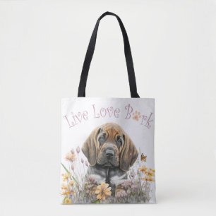 Bolso De Tela Madre Perro Sabueso Floral