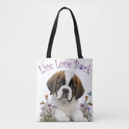 Bolso De Tela Madre Perro San Bernardo Floral