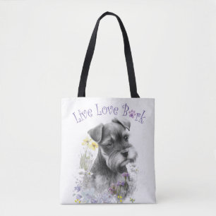 Bolso De Tela Madre Perro Schnauzer Floral