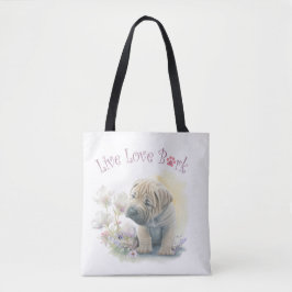 Bolso De Tela Madre Perro Shar-pei Floral
