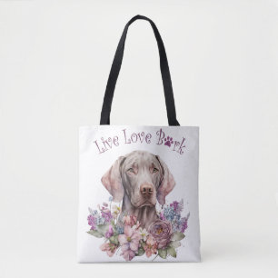 Bolso De Tela Madre Perro Weimaraner Floral