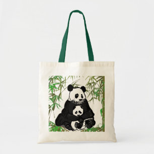 Bolso De Tela Madre y bebé Panda/Mamá y Bebé Panda