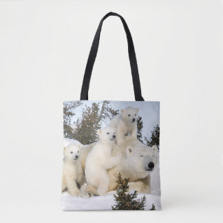 Bolso De Tela Madre y cachorros del oso polar