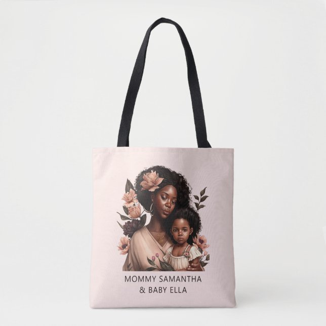 Bolso De Tela Madre y hija negras personalizadas (21) (Anverso)