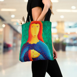 Bolso De Tela Madre Y Hija Pintando Arte Contemporáneo