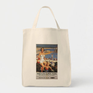 Bolso De Tela Madre y hijo en el poster del ferrocarril de la