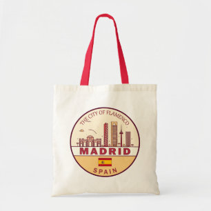 Bolso De Tela Madrid España City Skyline Emblem