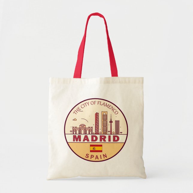 Bolso De Tela Madrid España City Skyline Emblem (Frente)