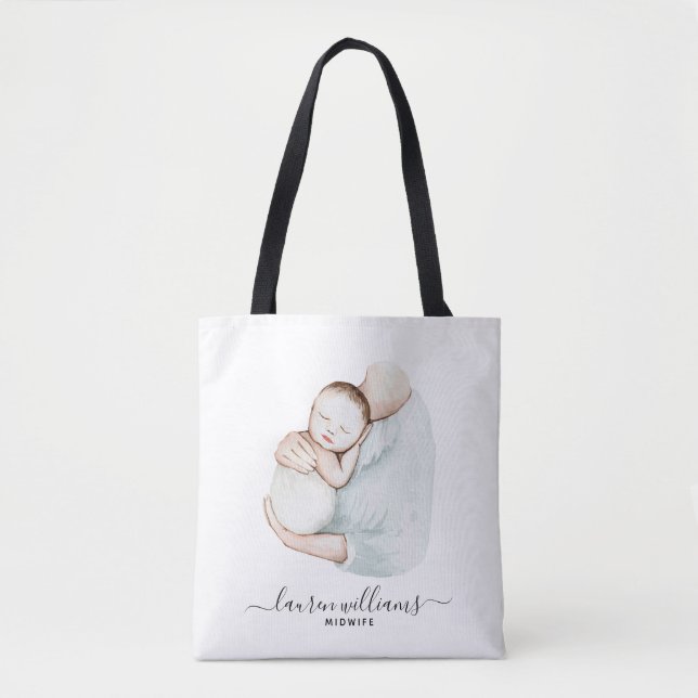 Bolso De Tela Madronas modernas Doula Nurse Cute acuarela (Anverso)