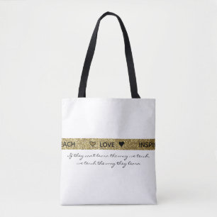 Bolso De Tela Maestra de Autismo Brillo Dorado Negro y Blanco Ci