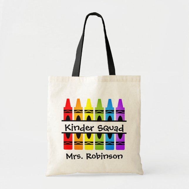 Bolso De Tela Maestra de Crayon de Kinder Squad personalizada (Frente)