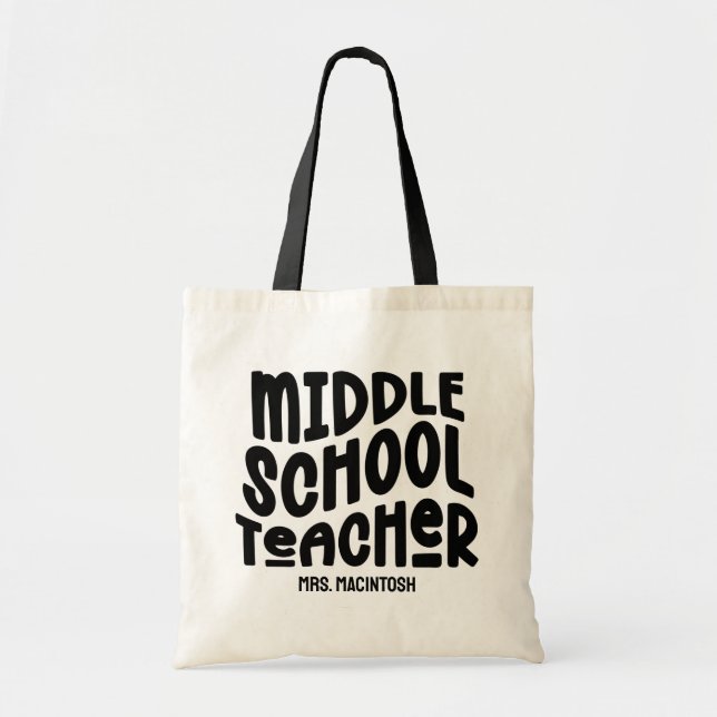 Bolso De Tela Maestra de escuela secundaria Personalizado negro  (Frente)