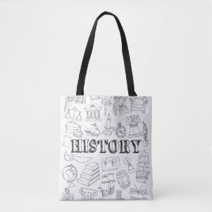 Bolso De Tela Maestra de Historia Escolar Doodle Historia Colora
