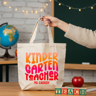 Bolso De Tela Maestra de jardín de niños Rojo Naranja Ombre