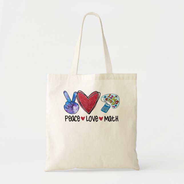 Bolso De Tela Maestra divertida de Peace Love Math (Frente)