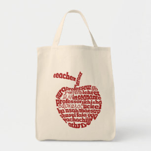 Bolso De Tela Maestra en todos los idiomas Manzana Roja
