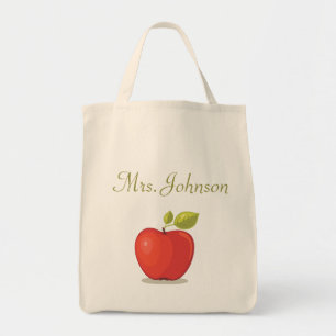 Bolso De Tela Maestra Especial Apellido Escuela Rojo