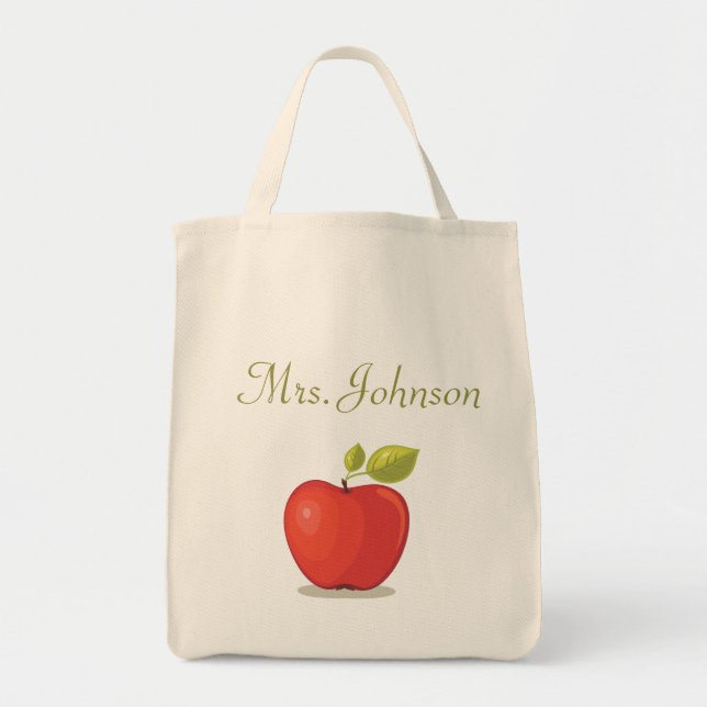 Bolso De Tela Maestra Especial Apellido Escuela Rojo (Frente)