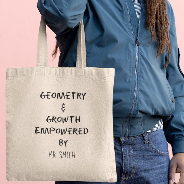 Bolso De Tela Maestra matemática personalizada de geometría y cr (Customize it with your name and embrace the honor of teaching, one equation at a time.)