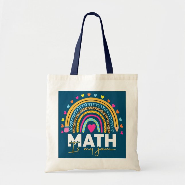 Bolso De Tela Maestra matemática: Rainbow Leopard Math es mi mer (Frente)