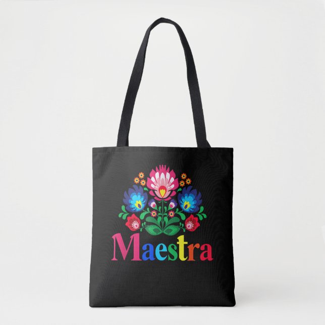 Bolso De Tela Maestra orgullosa profesora de español profesora b (Anverso)