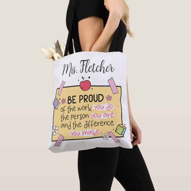 Bolso De Tela Maestra personalizada Cute Be Proud (Detalle)