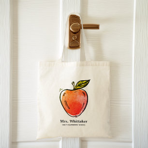 Bolso De Tela Maestra Personalizada de Manzana con Acuarela