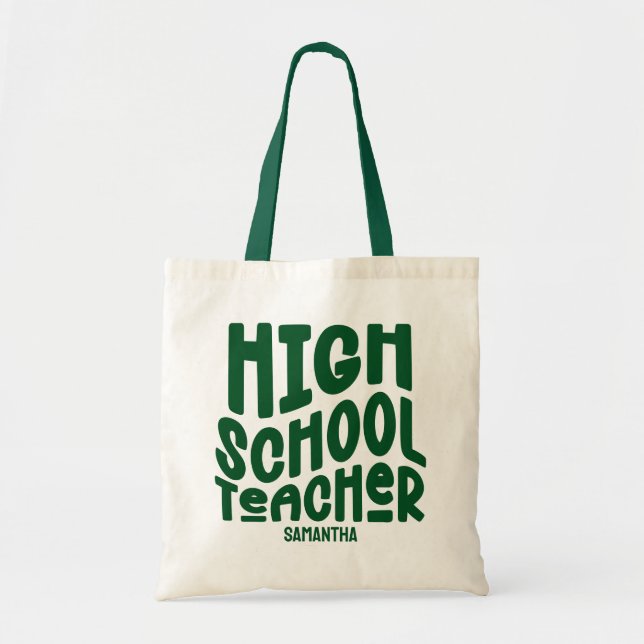 Bolso De Tela Maestría en la Escuela Secundaria Verde Oscuro (Frente)