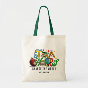 Bolso De Tela Maestro Cambia El Mundo Escuela Colorida