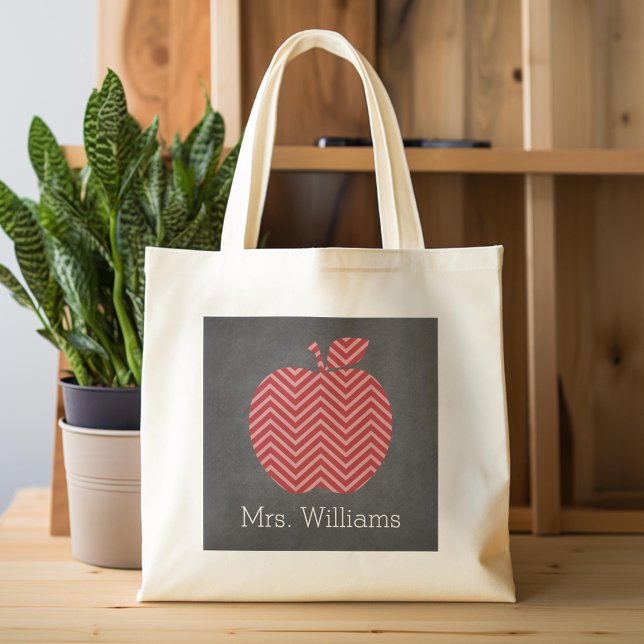 Bolso De Tela Maestro personalizado Apple con patrón Chevron a l (Custom Tote Bag)