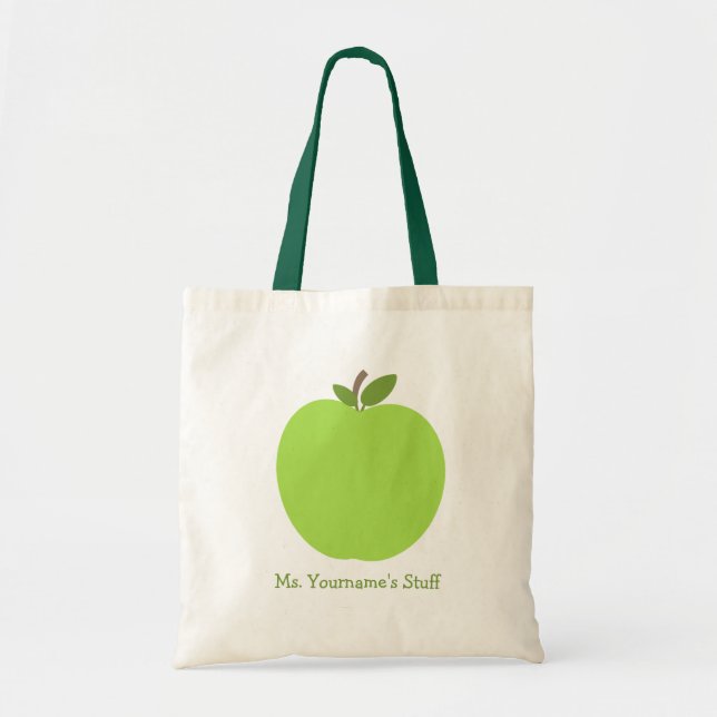 Bolso De Tela Maestro personalizado de Apple verde (Frente)