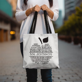 Bolso De Tela Maestros Apple Typography Black and White