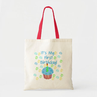 Bolso De Tela Magdalena azul con de la vela cumpleaños primero