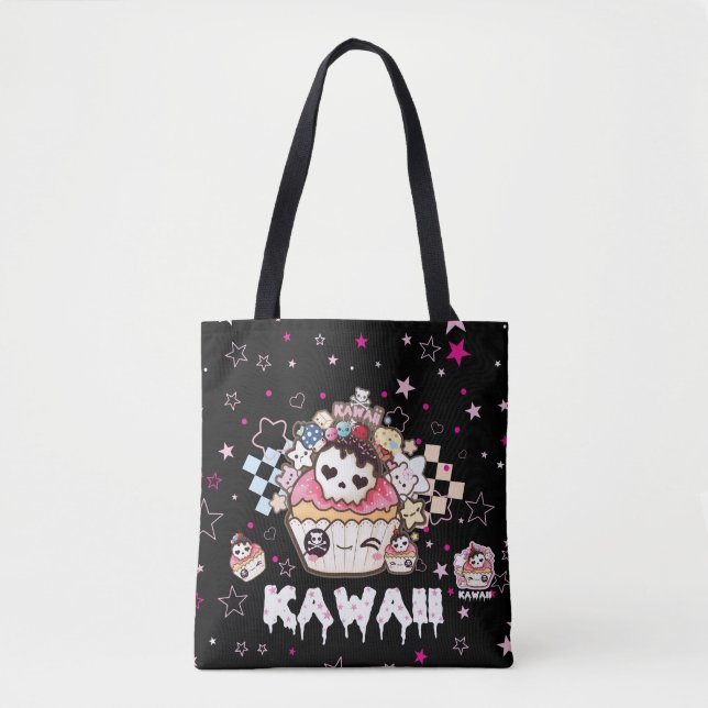 Bolso De Tela Magdalenas del cráneo de Kawaii (Anverso)