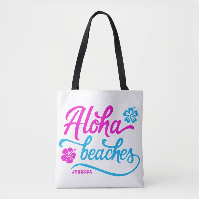 Bolso De Tela Magenta Aloha Bebidas Summer Pun personalizadas (Anverso)
