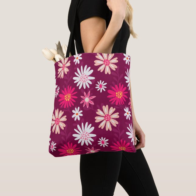 Bolso De Tela Magenta Daisy Design (Detalle)
