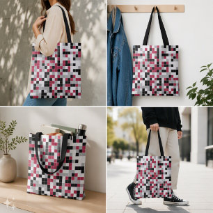 Bolso De Tela Magenta Geométrico Moderno