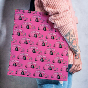 Bolso De Tela Magenta Pink Retro Classic Car Pattern