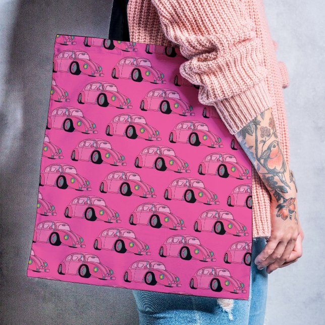 Bolso De Tela Magenta Pink Retro Classic Car Pattern (Subido por el creador)