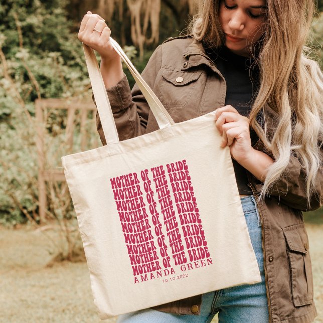 Bolso De Tela Magenta retro madre personalizada de la novia (Subido por el creador)
