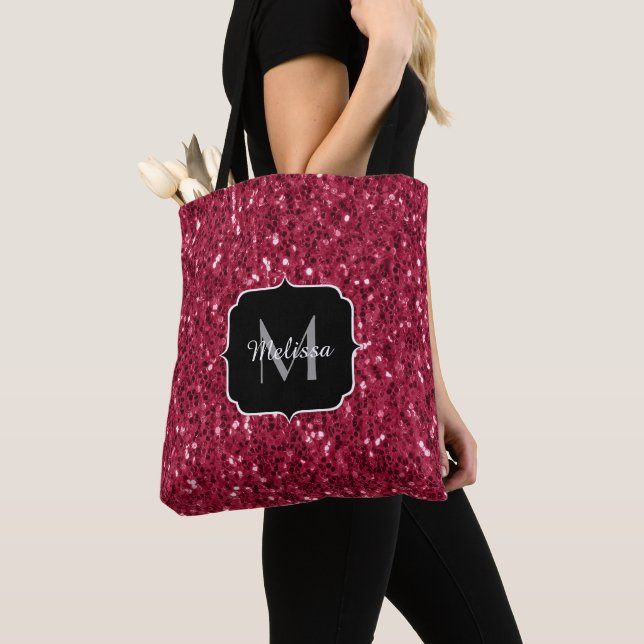 Bolso De Tela Magenta rojo oscuro aguijón negro espuma Monograma (Detalle)