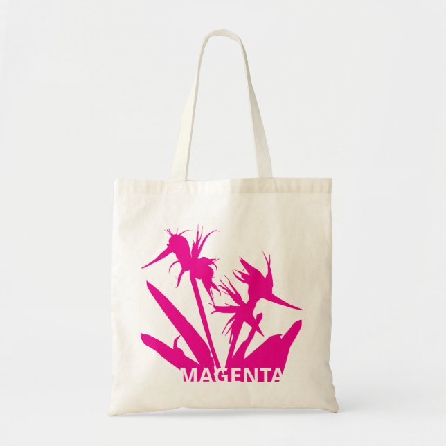 Bolso De Tela MAGENTA - Tote bag con Flor del paraiso  (Frente)