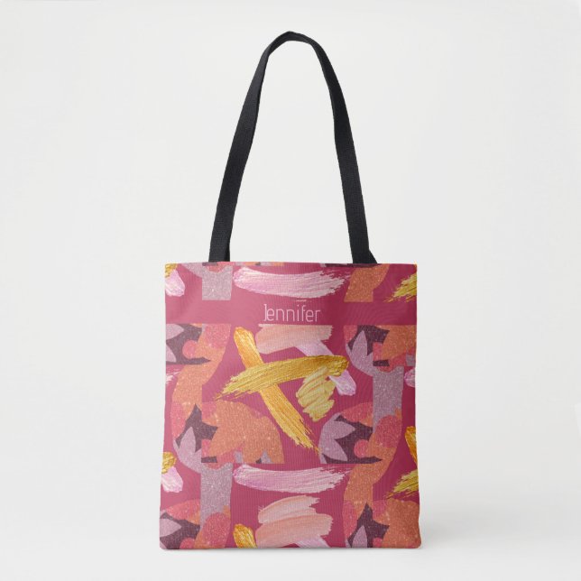Bolso De Tela Magenta vibrante y resumen de oro (Anverso)