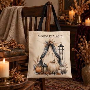 Bolso De Tela Magia a la Luz de la Luna Boho Calavera y Calabaza
