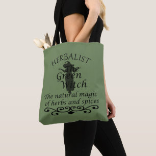 Bolso De Tela Magia de bruja verde herbolaria medicina natural