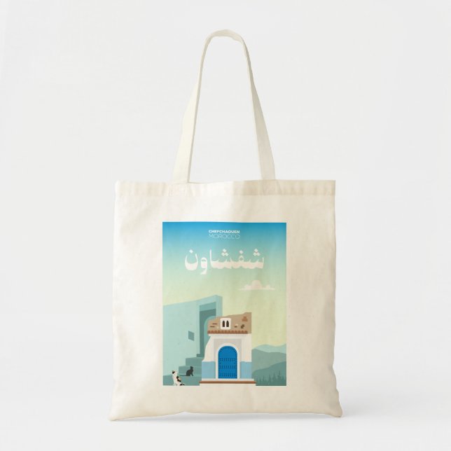 Bolso De Tela Magia de Chefchaouen – Marruecos Dibujado a Mano (Frente)