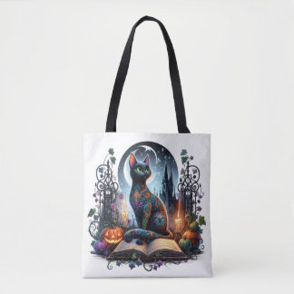 Bolso De Tela Magia de Gato Negro Bibliotecario