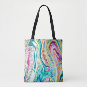 Bolso De Tela Mágica Marbling: Diseño de pinturas metálicas.