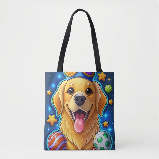 Bolso De Tela Magical Golden Retriever Puppy with Stars (Anverso)