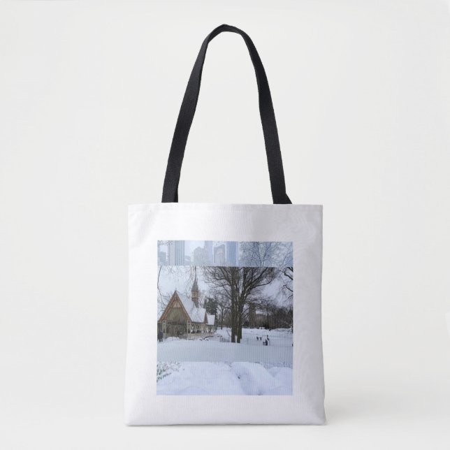 Bolso De Tela Magical Urban Snow Scene – Winter in the City (Anverso)